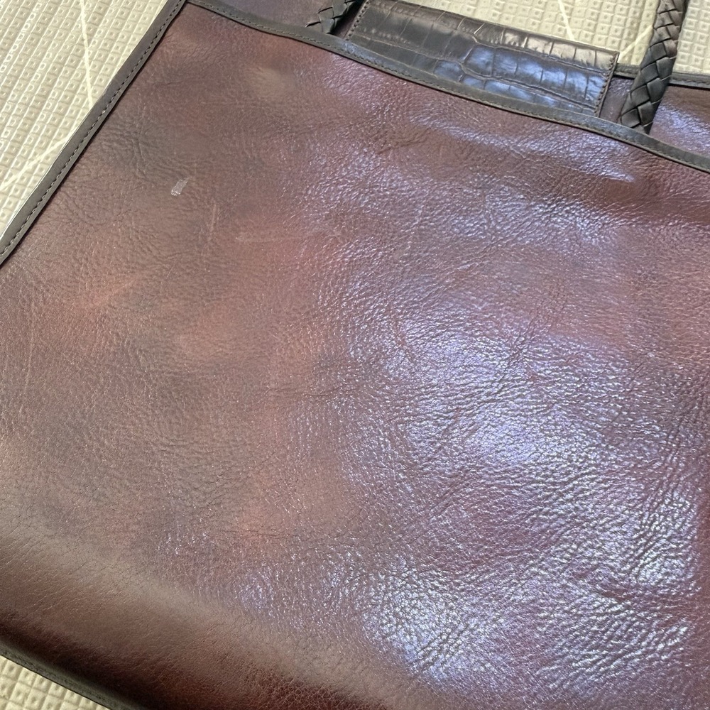 Brighton Brown Leather Croc Embossed Trim Shoulder Handbag Women's‎ Purse - Picture 3 of 12